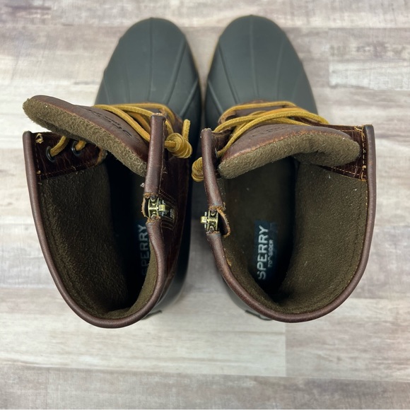 Sperry Topsider Womens 7m Brown Leather Duck Boots. Rain Boots. Side Zip. Rubber - Picture 6 of 14